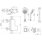 Kohler K-23523T-9-RGD Parallel 恆溫掛牆式浴缸淋浴龍頭 (玫瑰金色) ( 包括多功能手持花灑及插座)