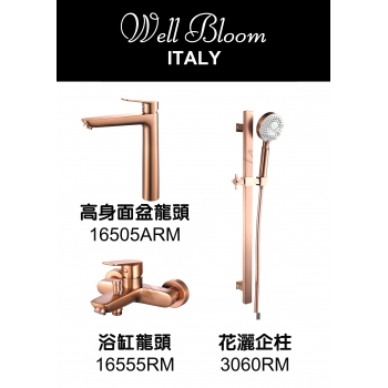 Well Bloom Italy 3SET165ARM 165系列拉絲玫瑰金色3件龍頭套裝