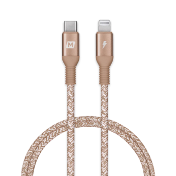 Momax DL31L Elite USB-C to Lightning 1.2米 尼龍編織連接線 快充短線 (金色)