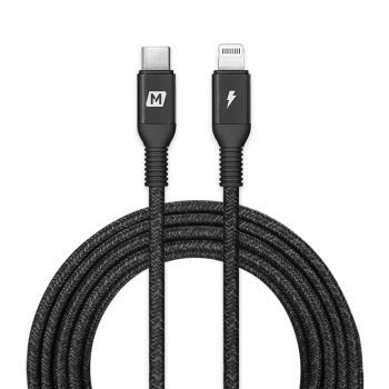 Momax DL50D Elite USB-C to Lightning 3.0米 尼龍編織連接線 快充短線 (黑色)