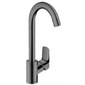 Hansgrohe 71835330 Logis M31 單把手廚盆水龍頭 260, 1jet (拋光黑鉻)