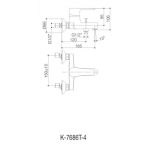 Kohler K-7686T-4-AF July 掛牆式浴缸與淋浴龍頭 (四路出水手持花灑) (法蘭金)