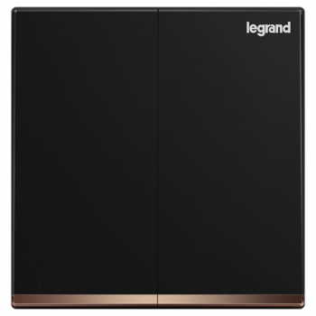 Legrand Galion K8/32/1/2CN-C 16AX 2位單控開關 帶LED燈 (碳素黑+鑲電鍍邊)