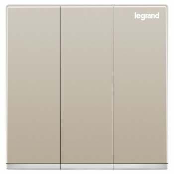 Legrand Galion K8/33/1/2AN-C2 10AX 3位單控開關 帶LED燈 (香檳金+鑲銀邊)