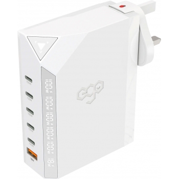 EGO EX120-WH Exinno+ 180W 即時輸出顯示 6洞USB充電器 (白色)