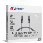 Verbatim 威寶 120厘米 Tough Max 240W USB4 Type C 至 Type C 充電傳輸線 (66822)