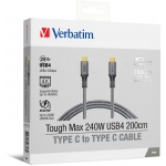 Verbatim 威寶 200厘米 Tough Max 240W USB4 Type C 至 Type C 充電傳輸線 (66823)