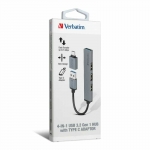 Verbatim 威寶 4合1 66866 USB 3.2 Gen 1擴展器 (連USB 3.2 Gen 1 Type C 轉接器)