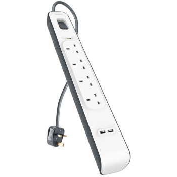 Belkin BSV401sa2M 2.4 安培 USB 充電 4 位防雷保護拖板 (連兩位USB充電)