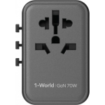 Momax UA8AUKD 1-World 70W GaN 方便式旅行插座 (黑色)