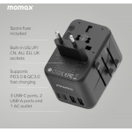 Momax UA8AUKE 1-World 70W GaN 方便式旅行插座 (鈦金)