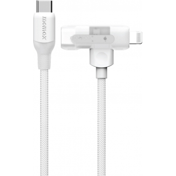 Momax DL56W 1-Link Flow Duo 2-in-1 USB-C to Lightning 編織線 (1.5米) (白色)