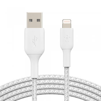 Belkin CAA002bt0MWH BOOST↑CHARGE Lightning 至 USB-A 編織充電線纜 (1米) (白色)