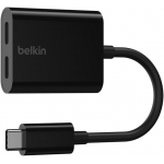 Belkin F7U081btBLK RockStar™ USB-C 音訊 + 充電轉接器 (黑色)