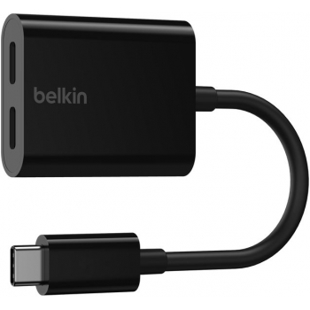 Belkin F7U081btBLK RockStar™ USB-C 音訊 + 充電轉接器 (黑色)