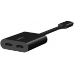 Belkin F7U081btBLK RockStar™ USB-C 音訊 + 充電轉接器 (黑色)