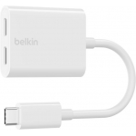 Belkin F7U081btWH RockStar™ USB-C 音訊 + 充電轉接器 (白色)