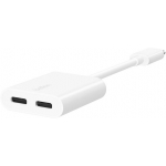 Belkin F7U081btWH RockStar™ USB-C 音訊 + 充電轉接器 (白色)