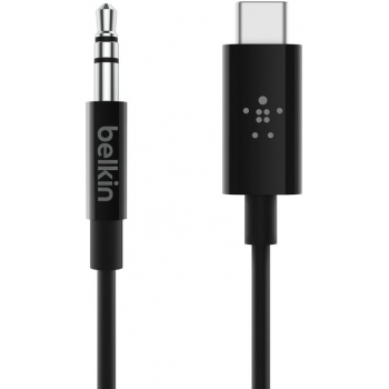 Belkin F7U079bt03-BLK RockStar 帶 USB-C 連接器的 3.5 毫米音頻線