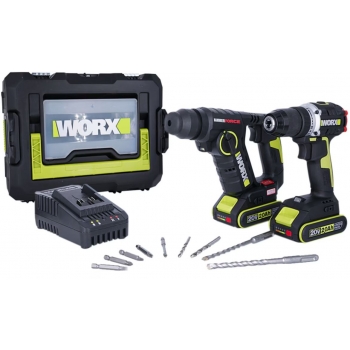 Worx 威克士 WU938 無碳鋰電兩用輕裝電錘 + 雙速電鑽組合套裝