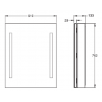 Kohler K-78202T-R-NA 610mm New Verdera™ 鏡櫃 (帶燈，防霧) (右面開啟)