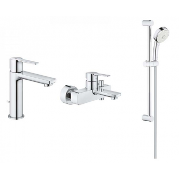 Grohe Lineare 面盆龍頭 + Lineare 浴缸/淋浴龍頭 + Tempesta 4速手提花灑 (32114001+33849001+27787002)