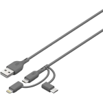 GP 超霸 GPACECY1N001 GP超霸1米3合1 USB-A至Lightning, USB-C & Micro-USB數據傳輸充電線CY1N